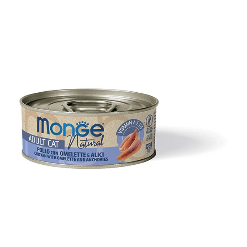 MONGE Cat Natural Delicate Can Chicken with Omelette & Anchovies