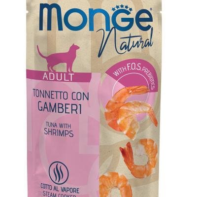 MONGE Cat Natural Pouch Tuna with shrimps in jelly