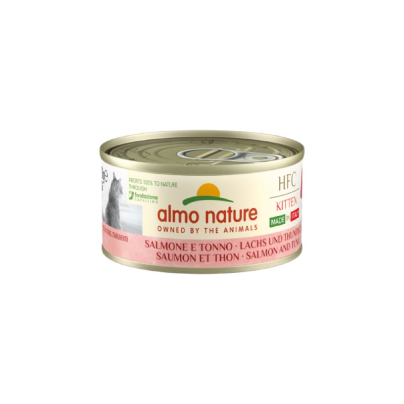 ALMO NATURE Cat HFC Can Made in Italy Kitten Salmon with Tuna 70g