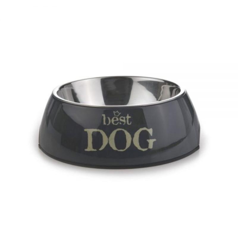 BEEZTEES металлическая миска Best Dog серая