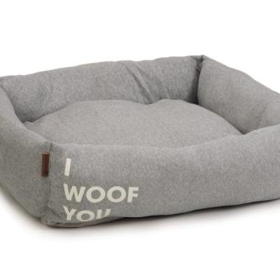 Beeztees canapea din bumbac WOOF YOU Grey 80x70x22cm