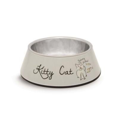 Beeztees castron din inox pentru pisici Kitty Cat серая 14х4,5см