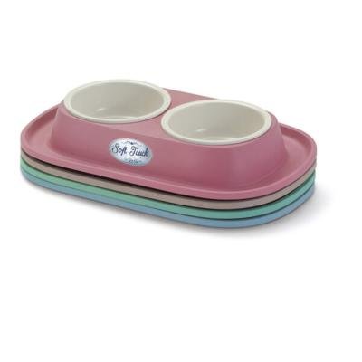 Castron dublu din plastic cu suport din cauciuc 31х20х3,5см