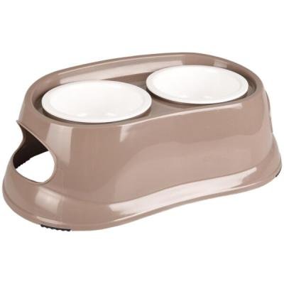 Castron dublu din plastic cu suport  MANGI