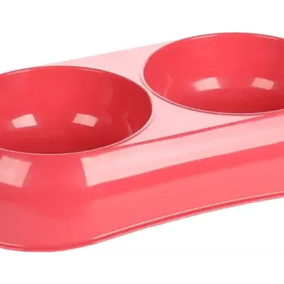 Flamingo castron dublu din plastic COMBO MUK Coral Red 2х200ml
