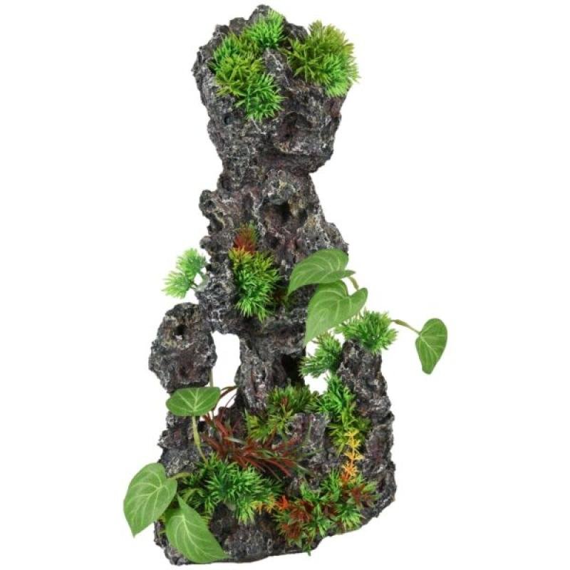 Flamingo Декор пластиковый PETRA ROCK+PLANT 22x16x45cm