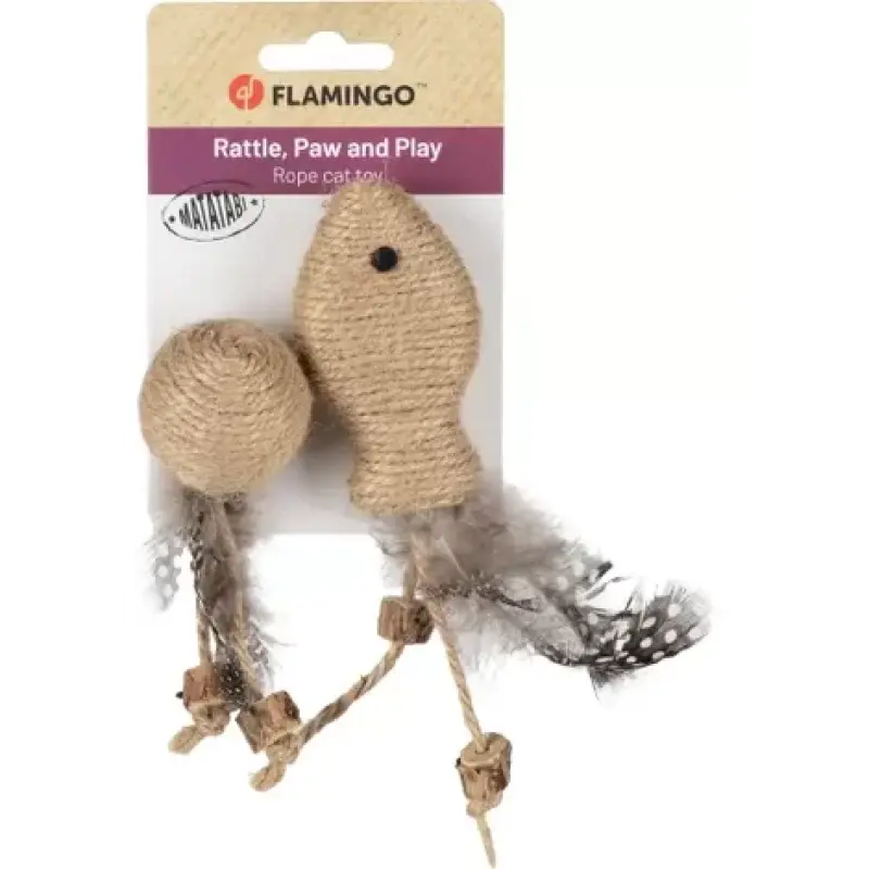 Flamingo игрушка для кошек из джута BALL BROWN 15*4.5*2.5cm