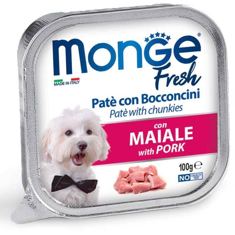 MONGE Dog Fresh Pate and chunkies with Pork