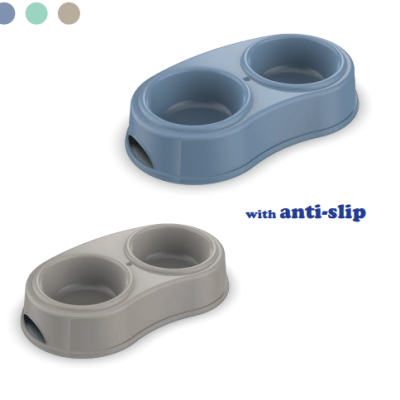 GEORPLAST castron plastic Double Pet Bowl Antislip 30x17x6cm
