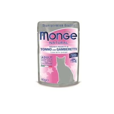 MONGE Cat Natural Pouch Tuna with shrimps in jelly