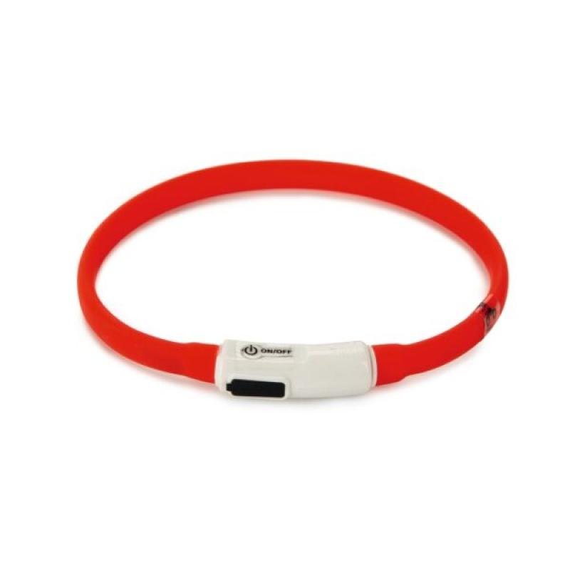 BEEZTEES силиконовый ошейник светящийся с USB Red 35×10