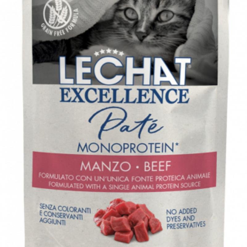 LeChat Exc. Pouch Sterilised Cat Pate Monoprotein Beef