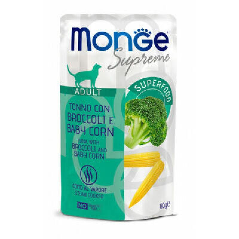MONGE Cat Pouch Supreme Adult Tuna/Broccoli/Baby Corn