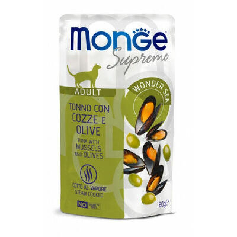 MONGE Cat Pouch Supreme Adult Tuna/Mussel/Olive