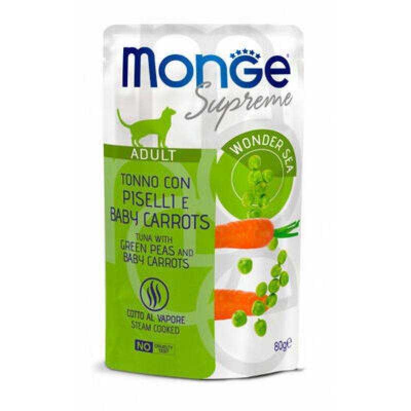 MONGE Cat Pouch Supreme Adult Tuna/Peas/Baby Carrot