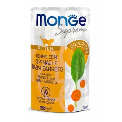 MONGE Cat Pouch Supreme Kitten Tuna/Spinach/Baby Carrot