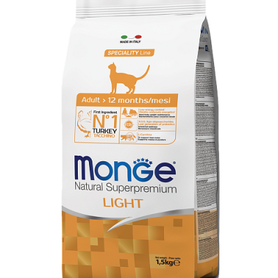 MONGE dry cat adult LIGHT Turkey 1,5kg