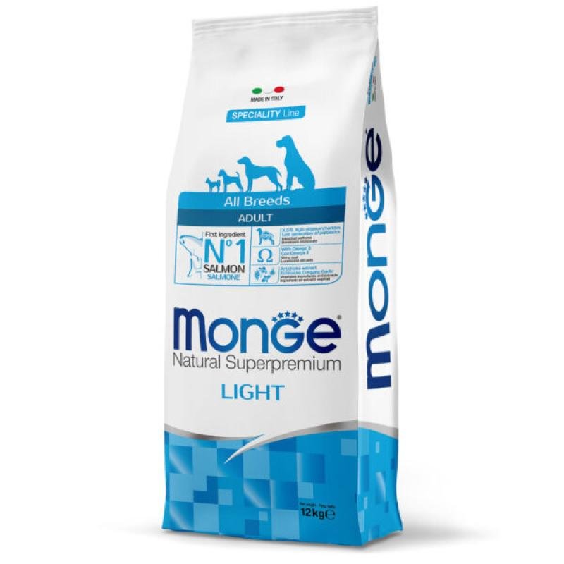 MONGE dry dog all breed adult LIGHT Salmone/Rice