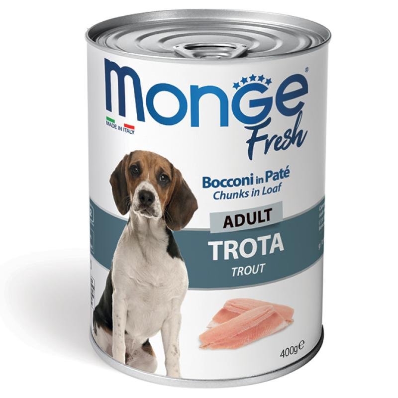 MONGE Fresh Adult Dog Chunks in Loaf with Trout